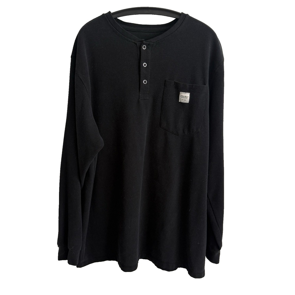Eddie Bauer Workwear Mens Waffle Knit Henley Shirt 2XL Long Sleeve Athleisure